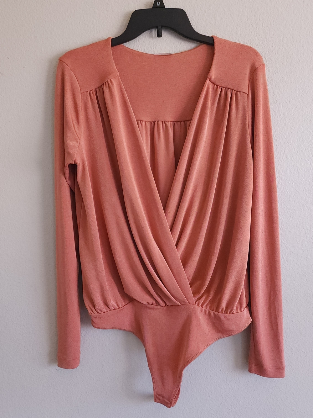 Free People Intimately On My Way Long Sleeve Surplice Bodysuit Terracotta L